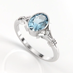 Pierścionek zaręczynowy z białego złota z topazem i brylantami ID 66-75