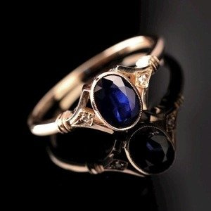 Pierścionek z szafirem i brylantami ID 66-75
