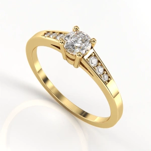 Pierścionek zaręczynowy z żółtego złota z brylantem ID 430