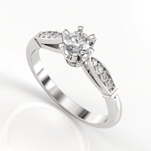 Pierścionek zaręczynowy z białego złota z brylantem ID 430