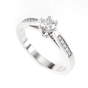 Pierścionek zaręczynowy z białego złota z brylantem ID 383