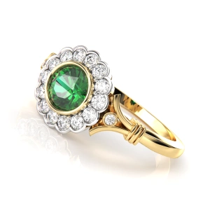 Pierścionek zaręczynowy z żółtego złota ze szmaragdem ID 356