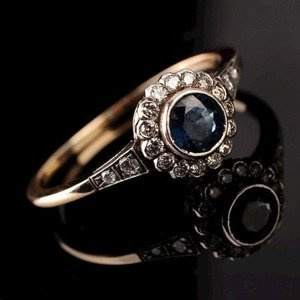 Pierścionek z szafirem i brylantami ID 352