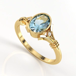 Pierścionek zaręczynowy z żółtego złota z topazem i brylantami ID 66-75